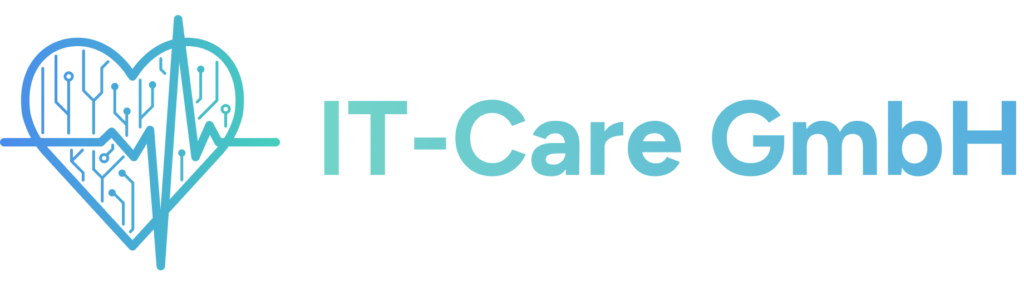 Logo der IT-Care GmbH - stilisiertes Herz mit Schriftzug